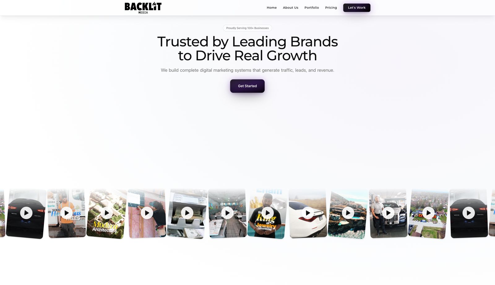 The Backlit Media website homepage